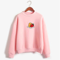 2019 Kawaii cute Strawberry Gudetama Hoodie  print Harajuku sweatshirt Lazy egg Fleece Pullover Hoodie Autumn Hoodie Sweatshirt