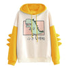 SONDR cute cartoon Fashion Women Sweatshirt Casual Print Long Sleeve Splice Dinosaur hoodies Sweatshirt Tops ropa mujer